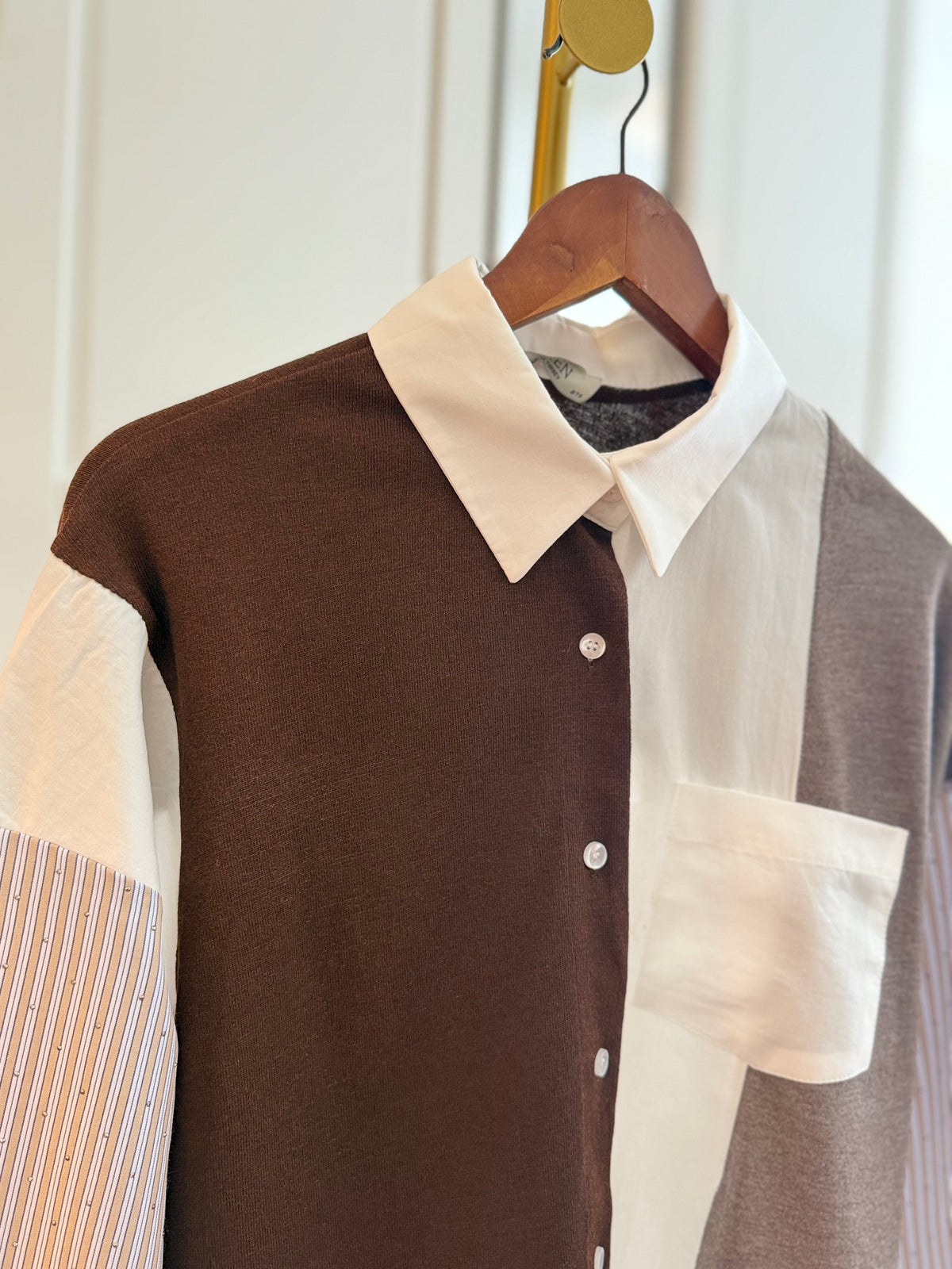 Premium İnce Triko&Taş İşleme Detaylı Patch Gömlek