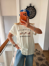 Köpek Figürlü Beyaz Oversize Tshirt Color&Life