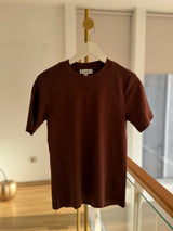 Basic Bisiklet Yaka %100 Pamuk Acı Kahve Tshirt