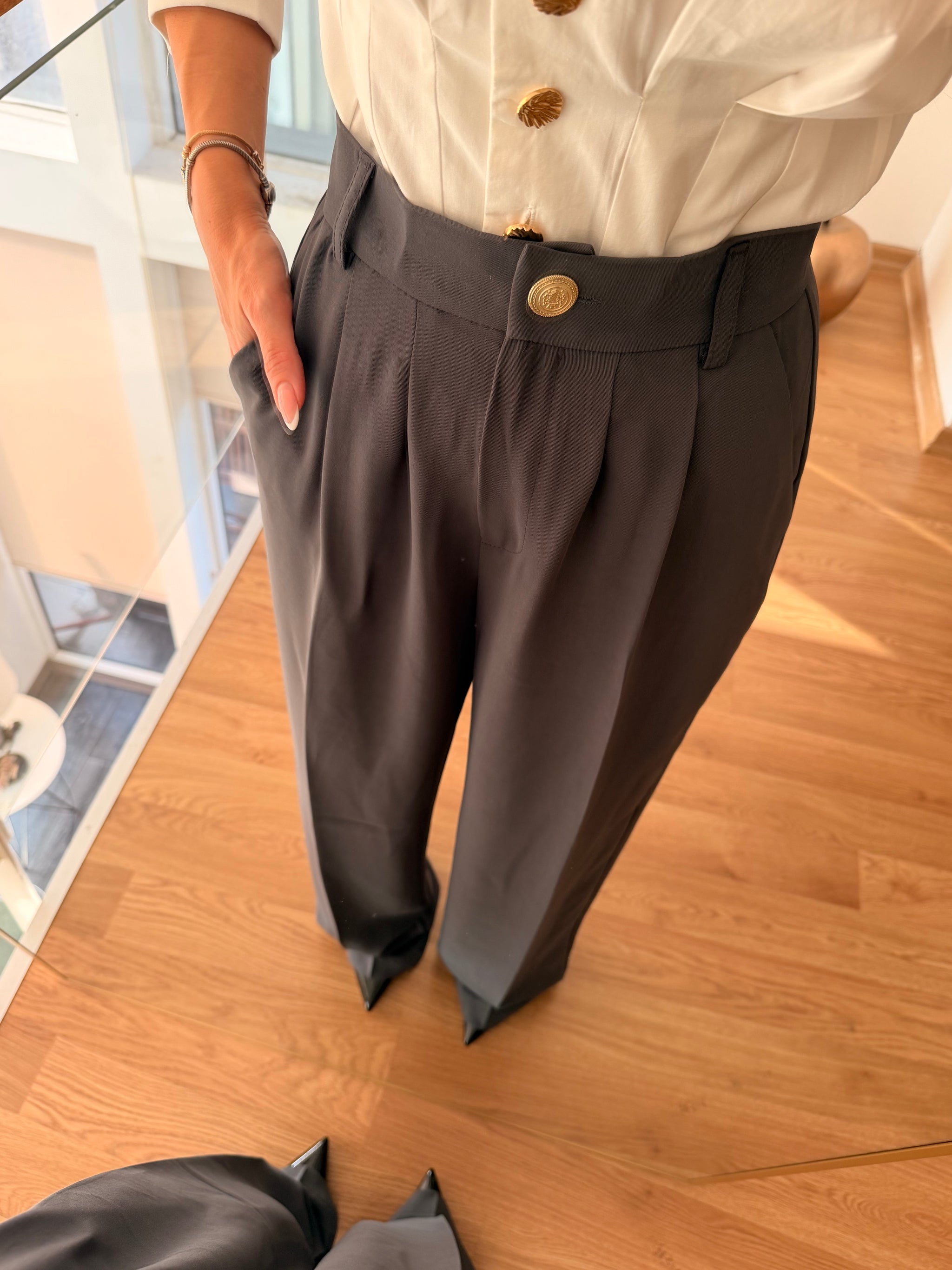 Palazzo Premium Gri Kadın Pantolon