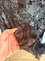 Acı Kahve Tül Desenli Şifon Bluz