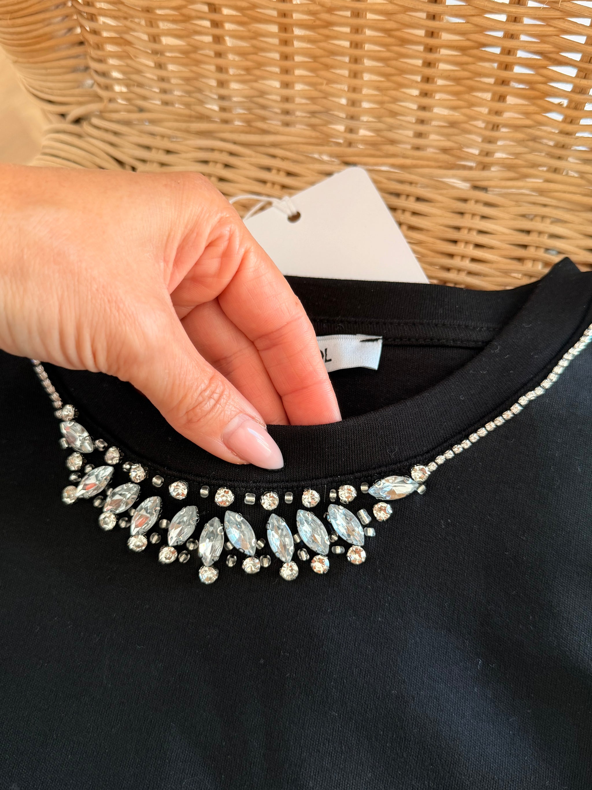 Premium Taş İşlemeli Siyah Tshirt