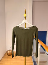 Kayık Yaka Hafif Haki Bluz