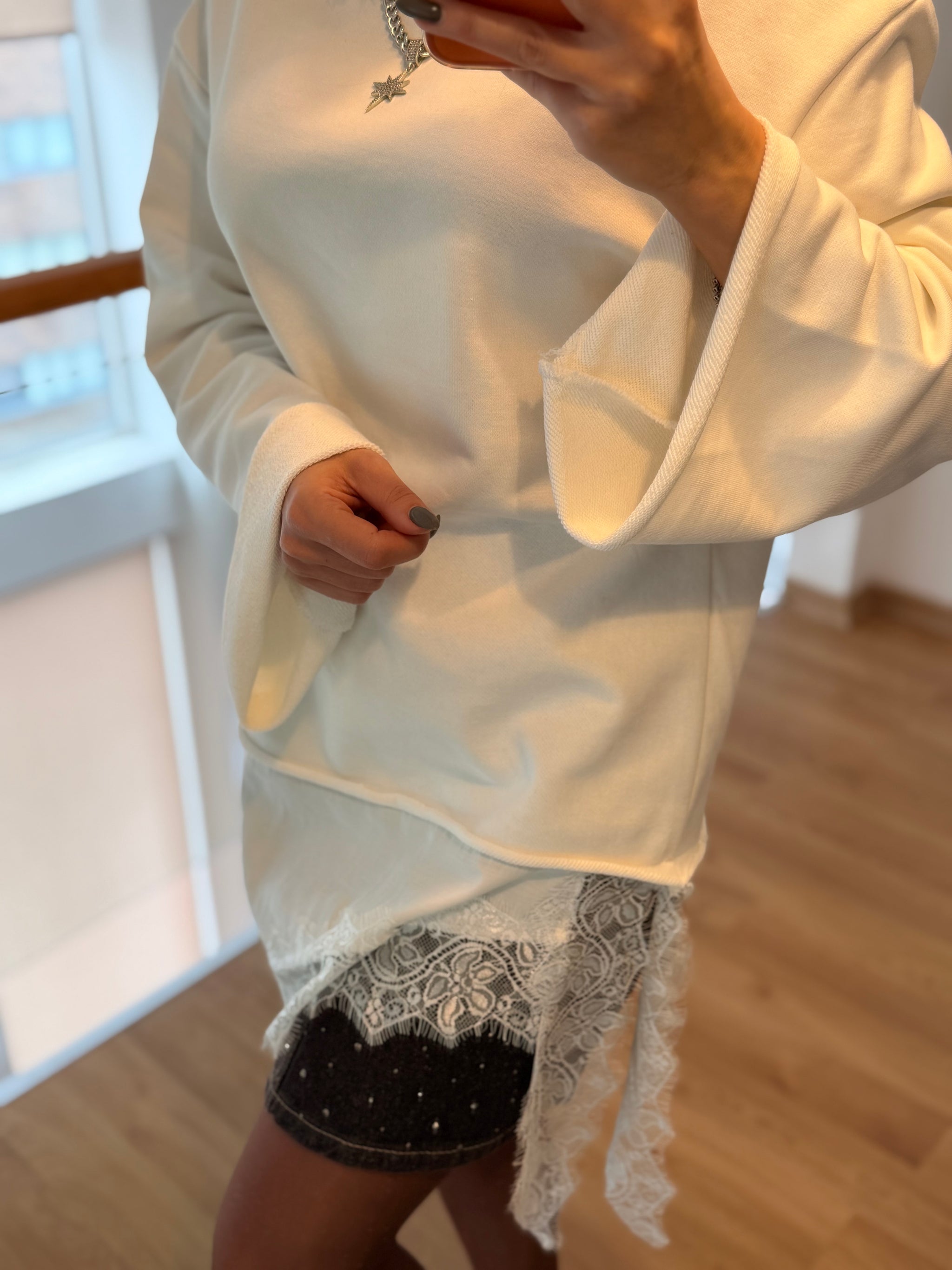 Concept Saten ve Dantel Detaylı Pamuklu Bluz