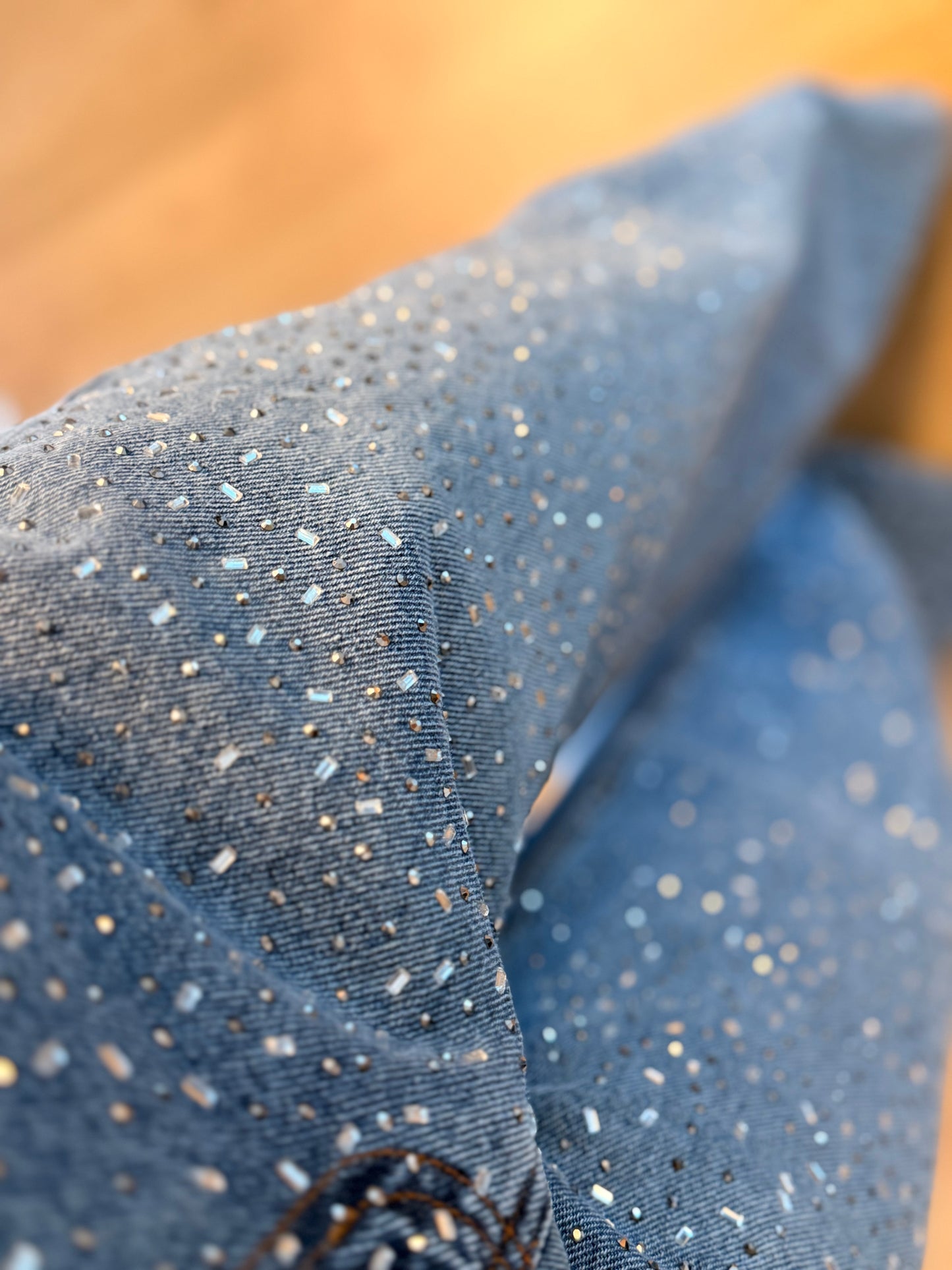 Baget Taşlı Yüksek Bel Palazzo Jean