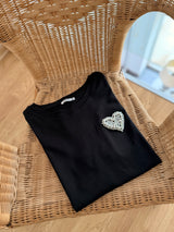 İncili Siyah Basic Tshirt