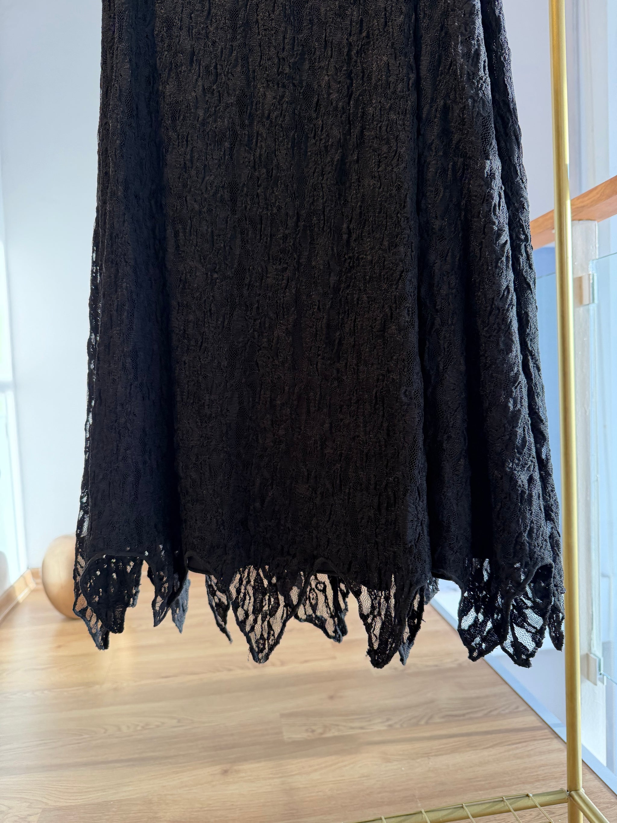 Dantel Uzun Siyah Etek