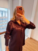 Mürdüm Dökümlü Pamuk Saten Gömlek