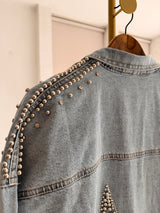 Zımba&Taş İşlemeli Jean Ceket