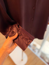 Mürdüm Dökümlü Pamuk Saten Gömlek