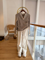 Vizon Yumuşak Doku Düğmeli Triko