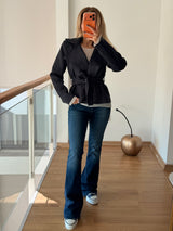 Premium Vatkalı Kısa Süet Trençkot Ceket