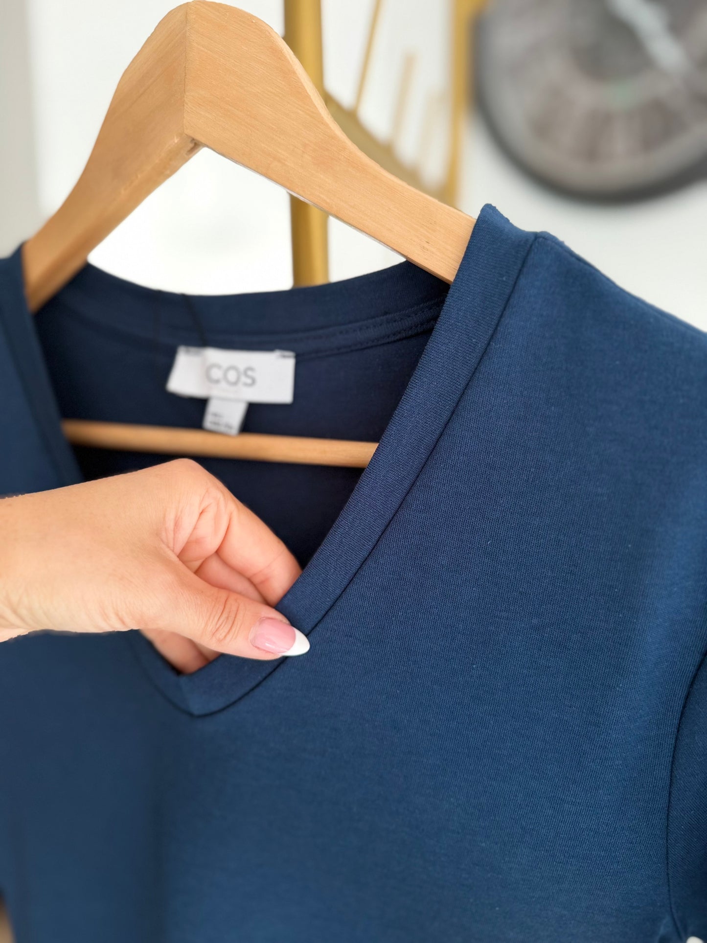 Basic V Yaka %100 Pamuk Lacivert Tshirt