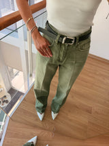 Kemerli Premium Yağ Yeşili Jean Pantolon