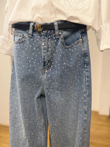 Baget Taşlı Yüksek Bel Palazzo Jean