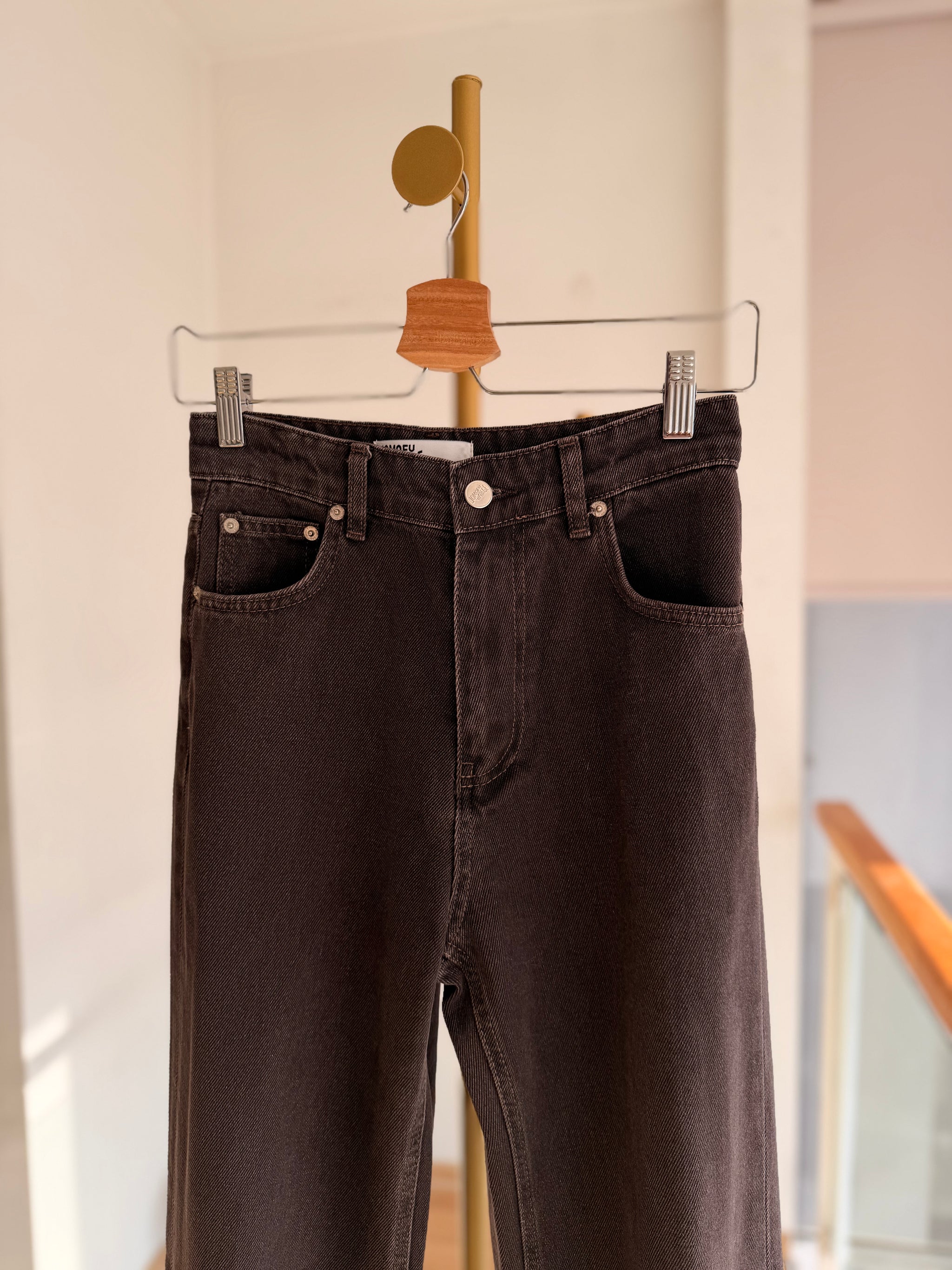 Yüksel Bel Acı Kahve Jean Pantolon