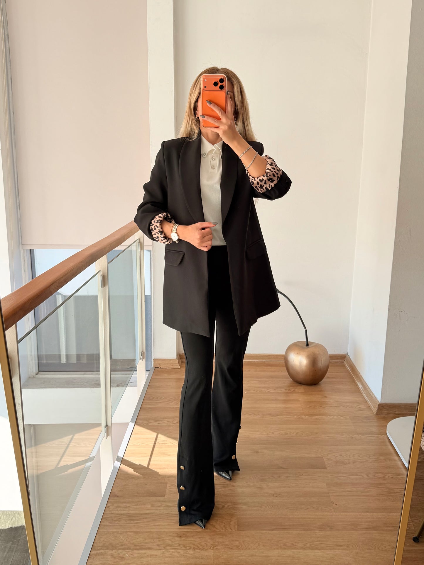 Premium Vatkalı Leopar Blazer Ceket