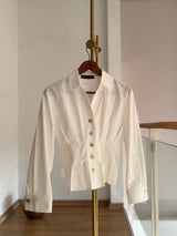 Manşet Kol Gold Düğme Beyaz Kadın Gömlek