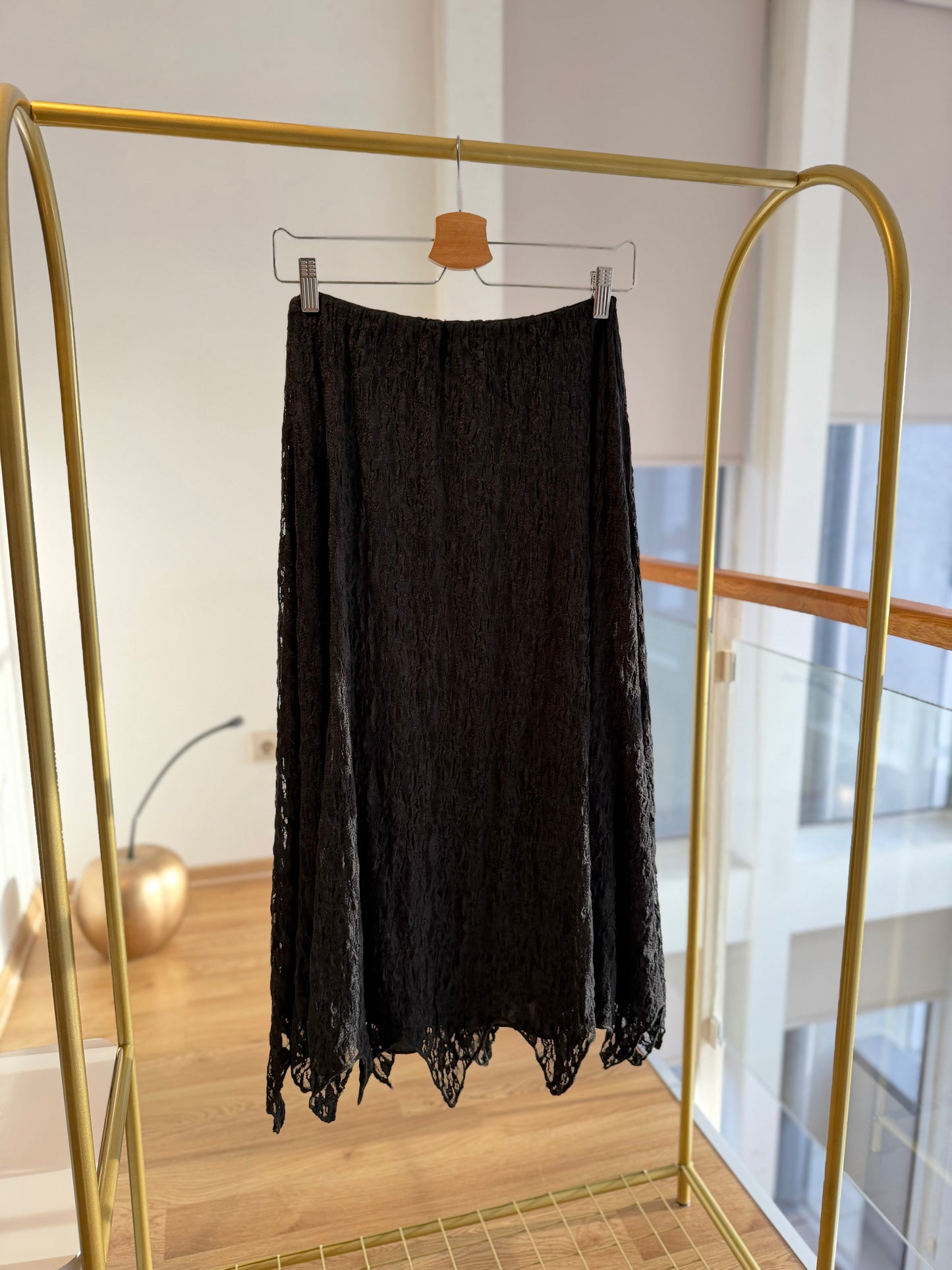 Dantel Uzun Siyah Etek