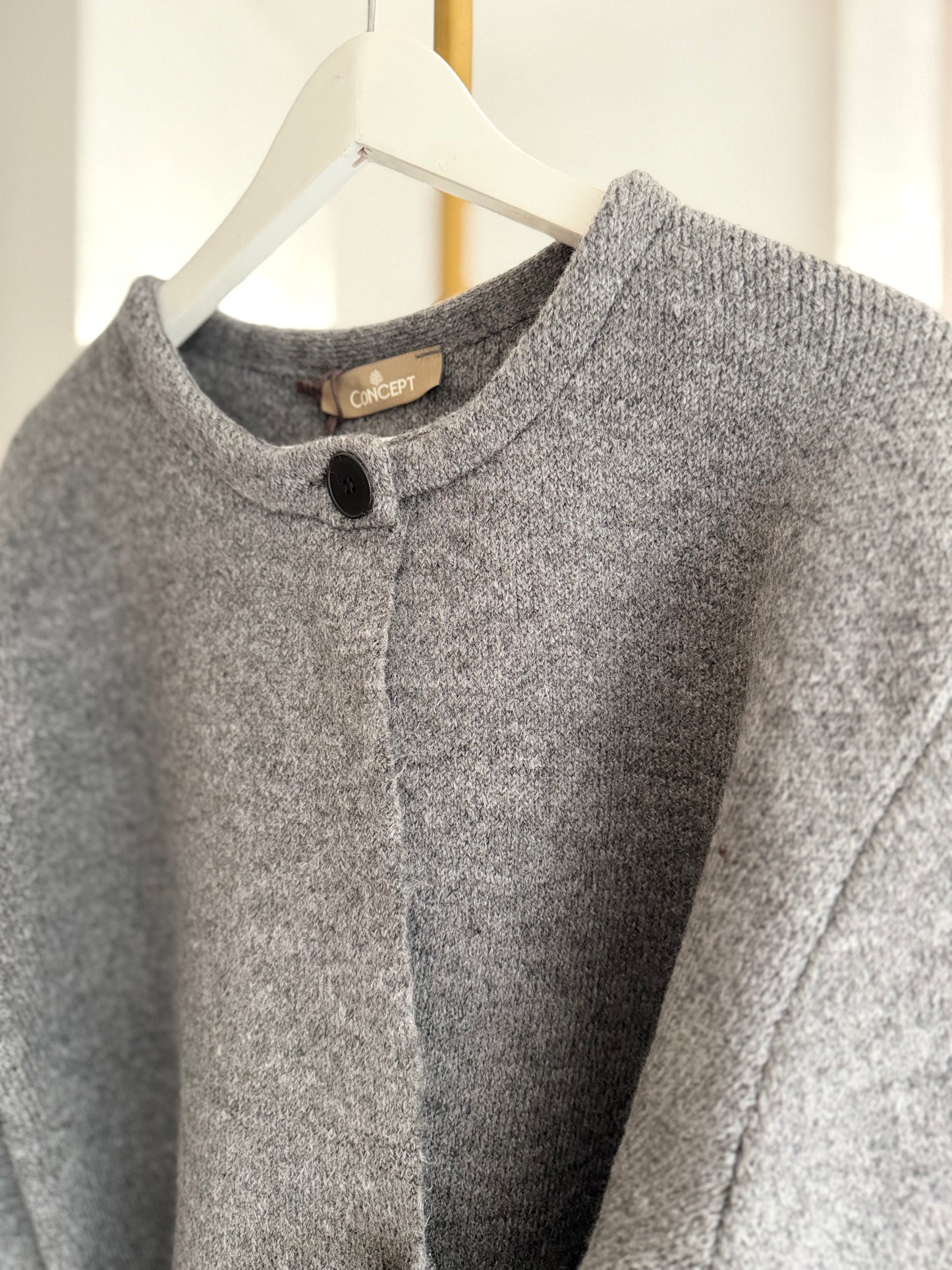 Lueur Concept Yarasa Kol Gri Triko Hırka&Ceket