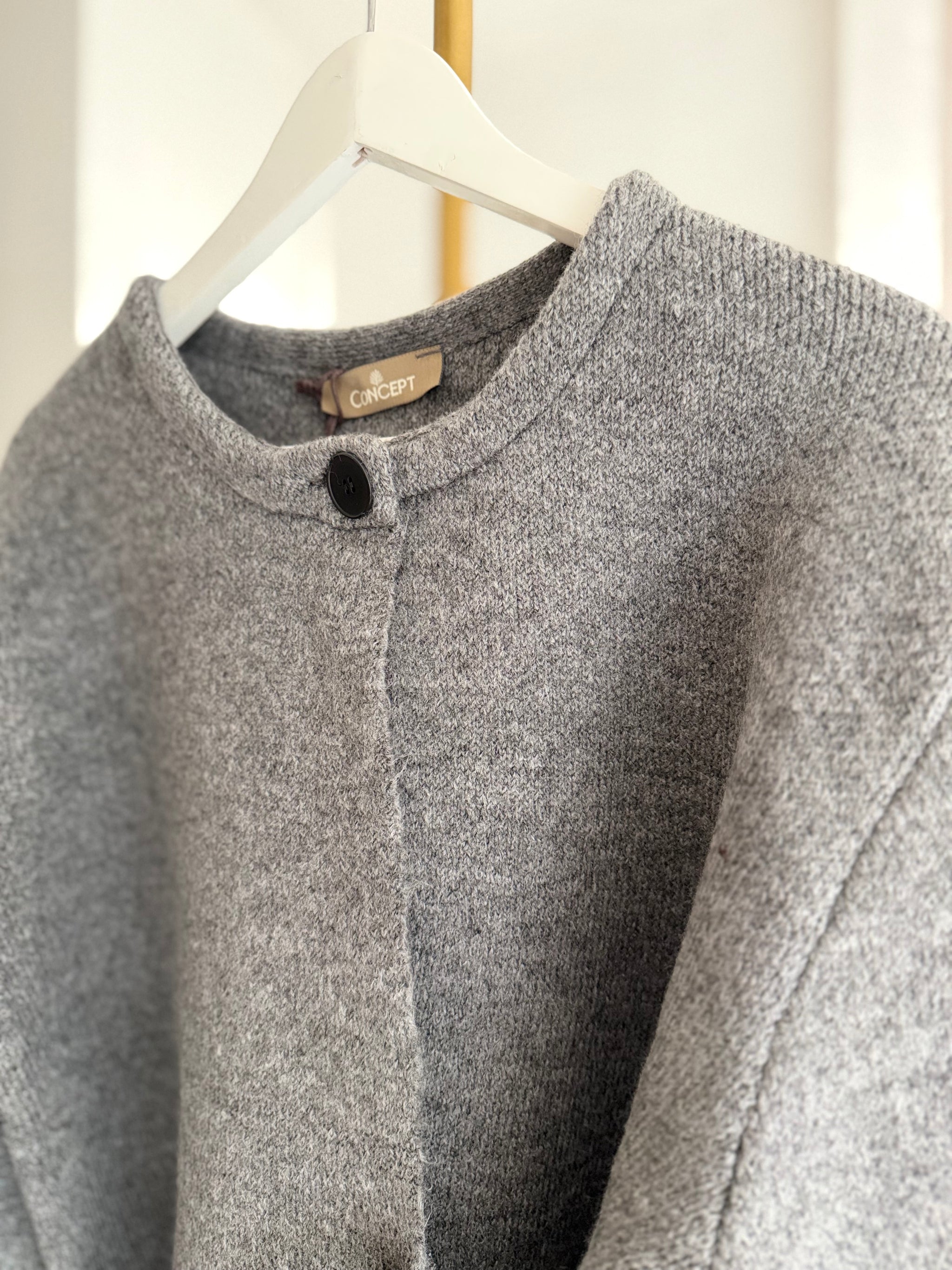 Lueur Concept Yarasa Kol Gri Triko Hırka&Ceket