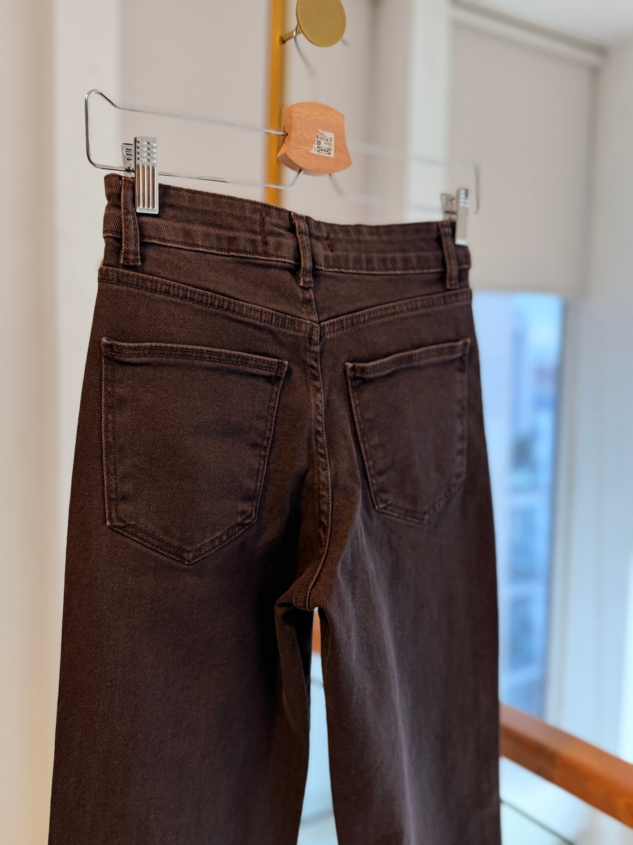 Yıkanmış Likralı Acı Kahve Fermuarlı Jean