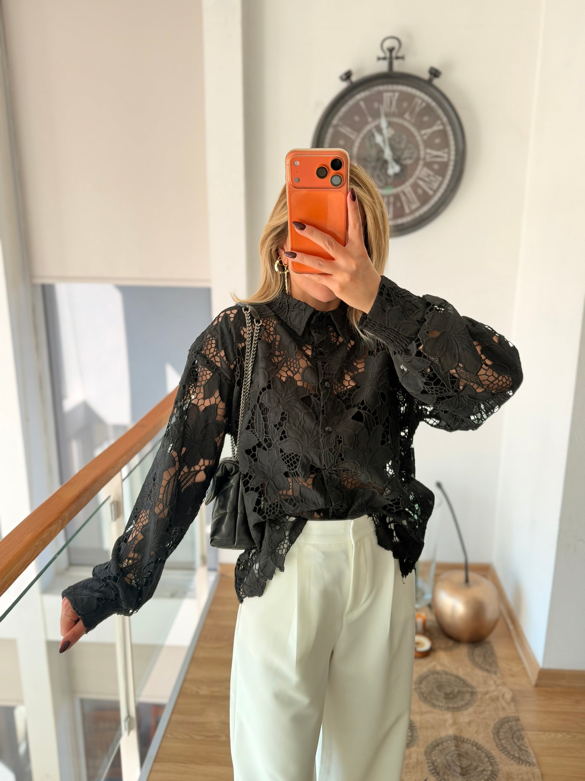 Güpür Tasarım Premium Siyah Gömlek