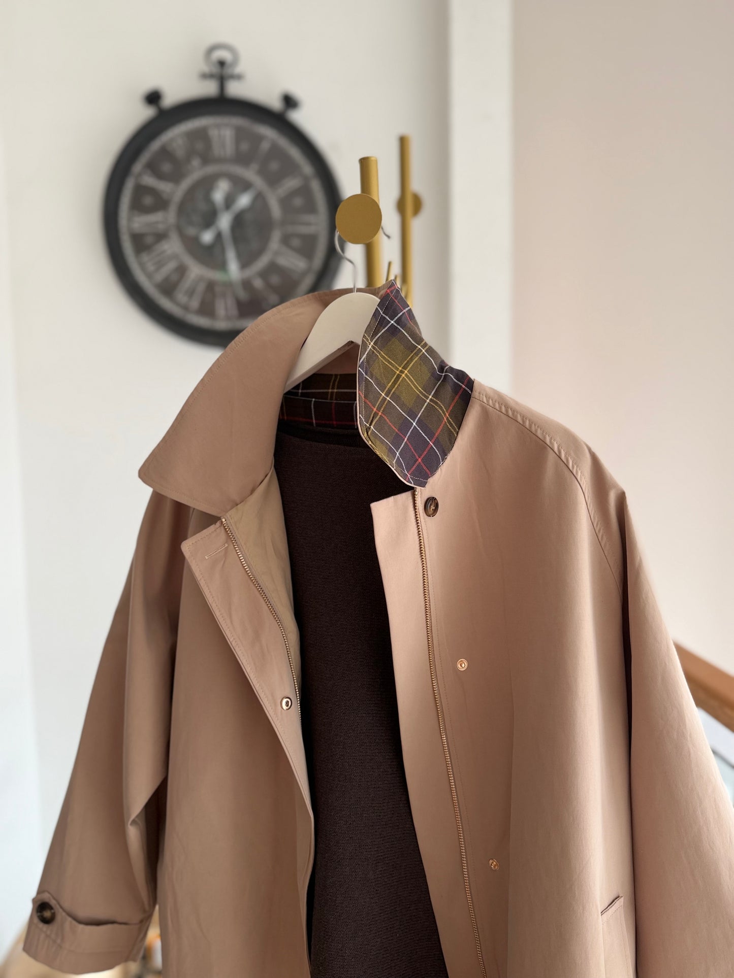Lueur Concept Premium Ekoseli Bej Trençkot