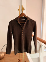 Acı Kahve Gold Düğmeli Triko