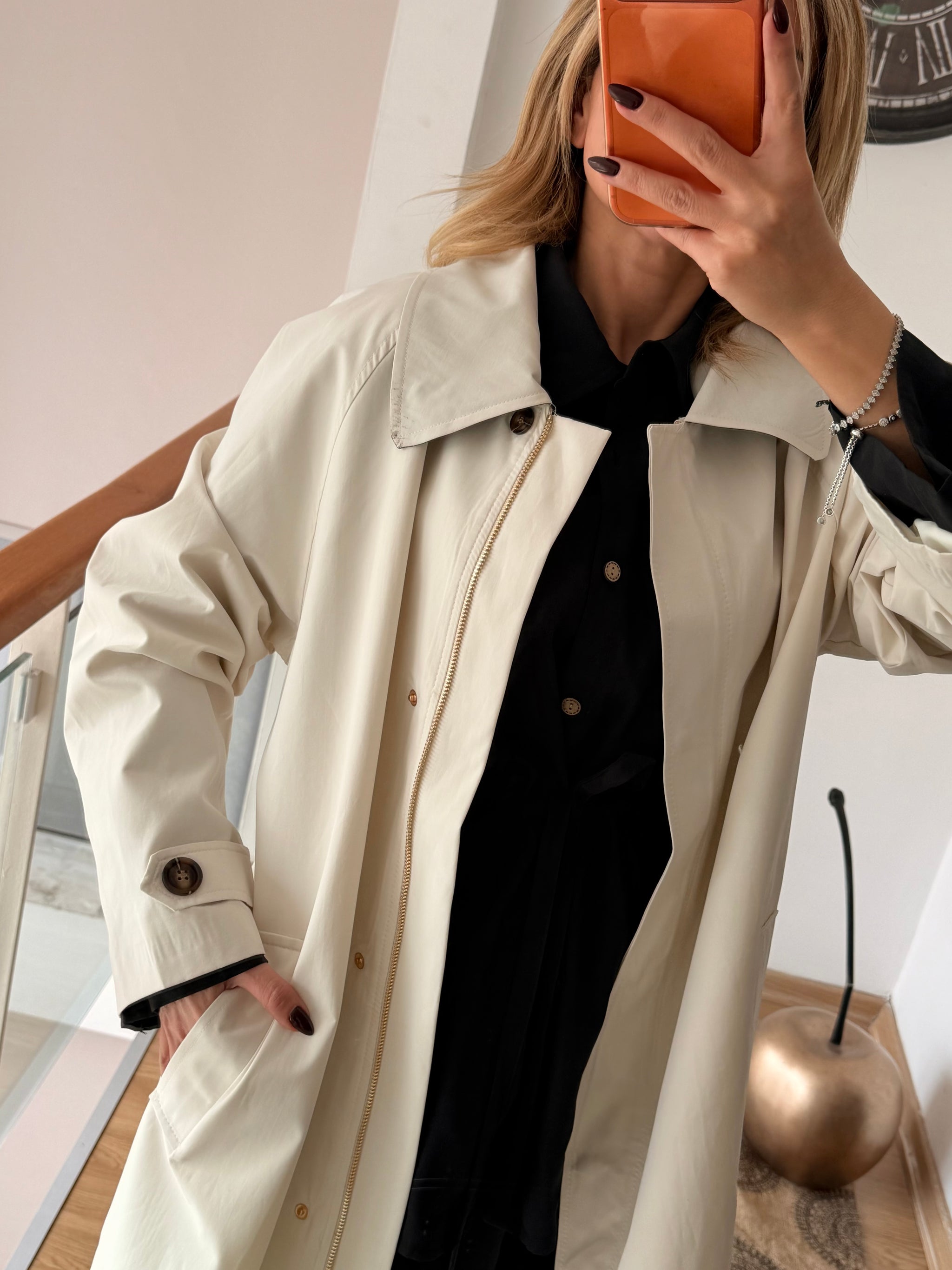 Lueur Concept Premium Ekoseli Ekru Trençkot