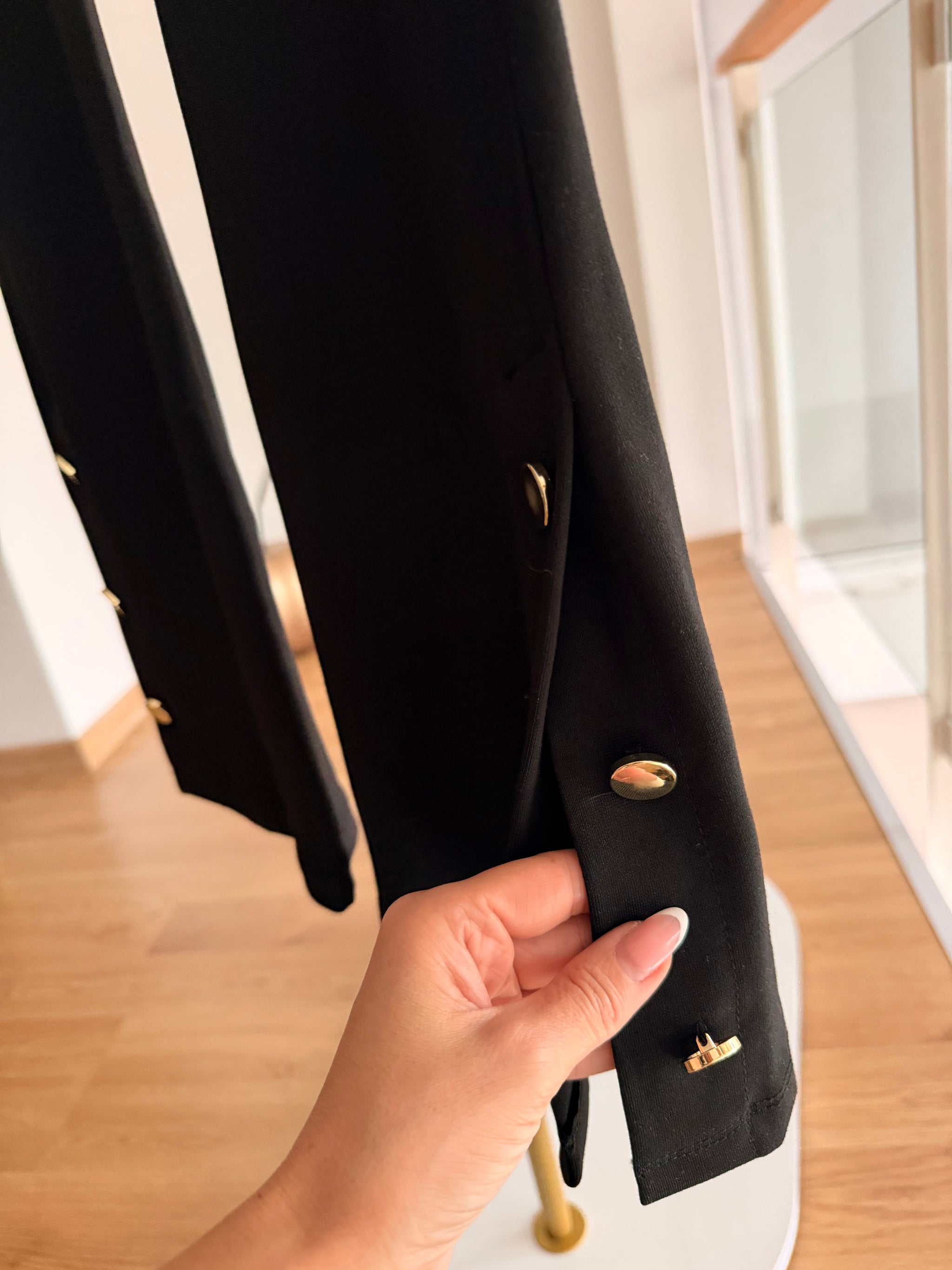 İspanyol Paça Yırtmaçlı Siyah Pantolon Tayt