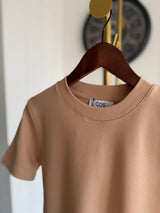 Bisiklet Yaka Sütlü Kahve Kısa Kollu Tshirt