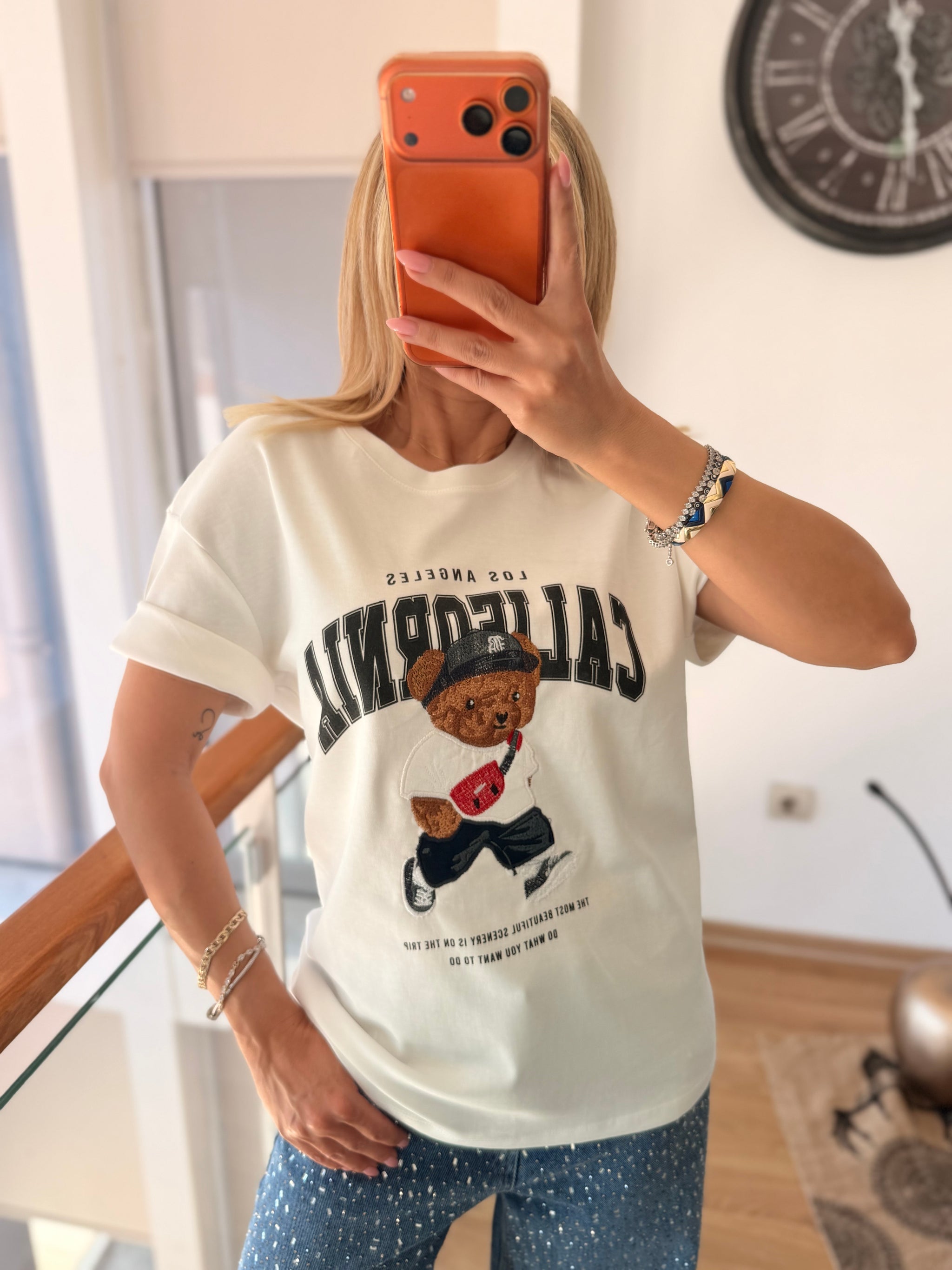 California Bear Beyaz Basic Tshirt