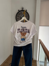 Florida Bear Beyaz Basic Tshirt