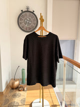 Taşlı Oversize Siyah %100 Cotton Tshirt