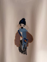 Snow Dog İşlemeli %100 Cotton Basic Tshirt Beyaz