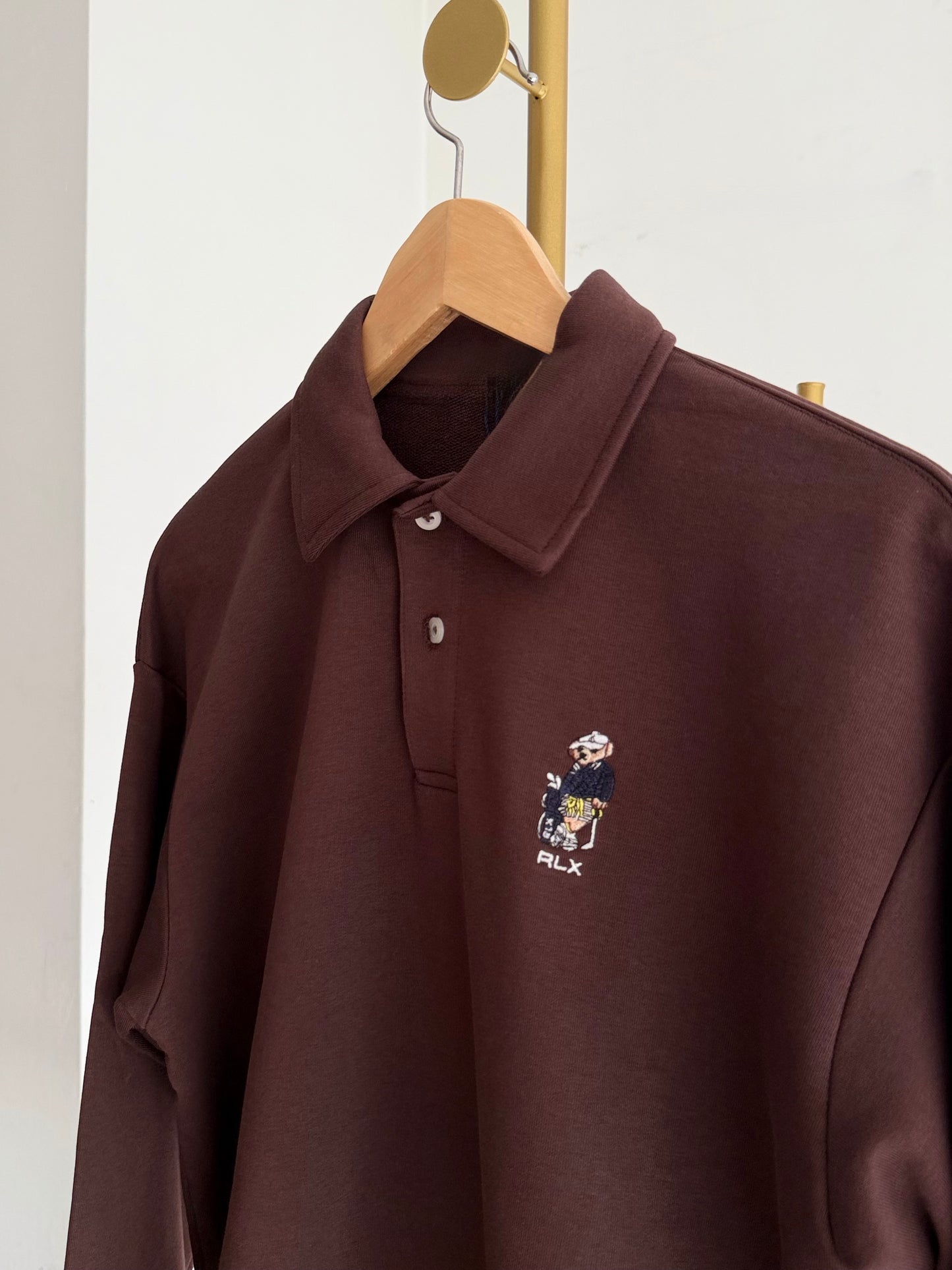 Acı Kahve Polo Yaka Teddy Bear Sweatshirt