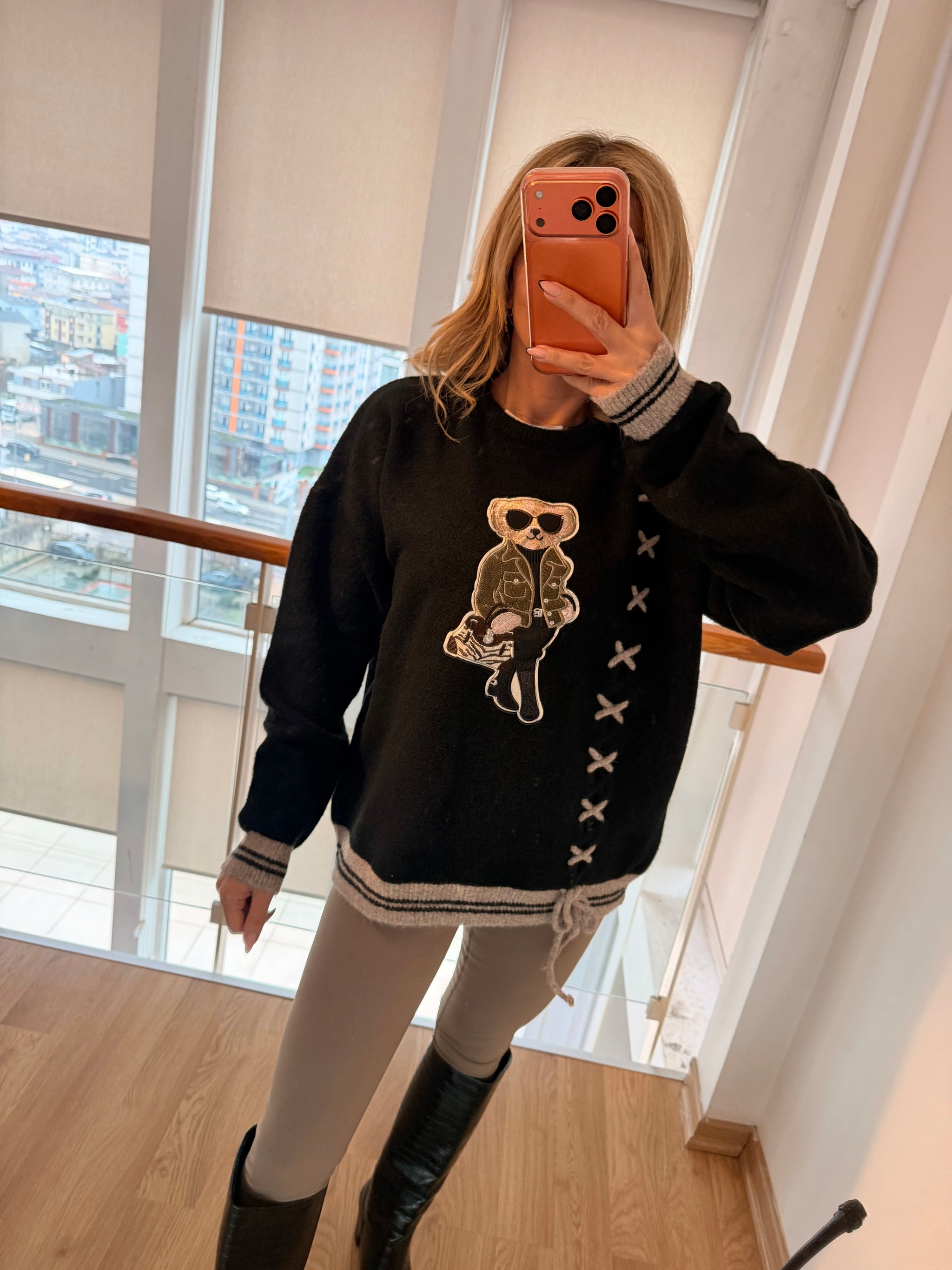 Cool Bear Siyah Triko Kazak