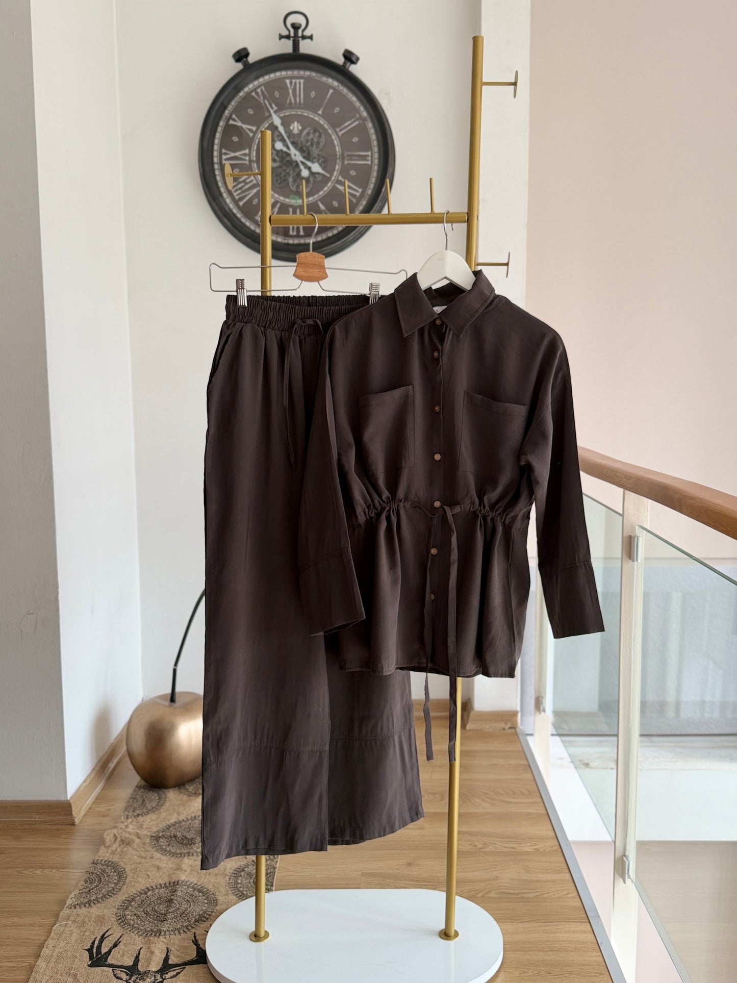 Tencel Kumaş Pastel Kahve Lueur Takım