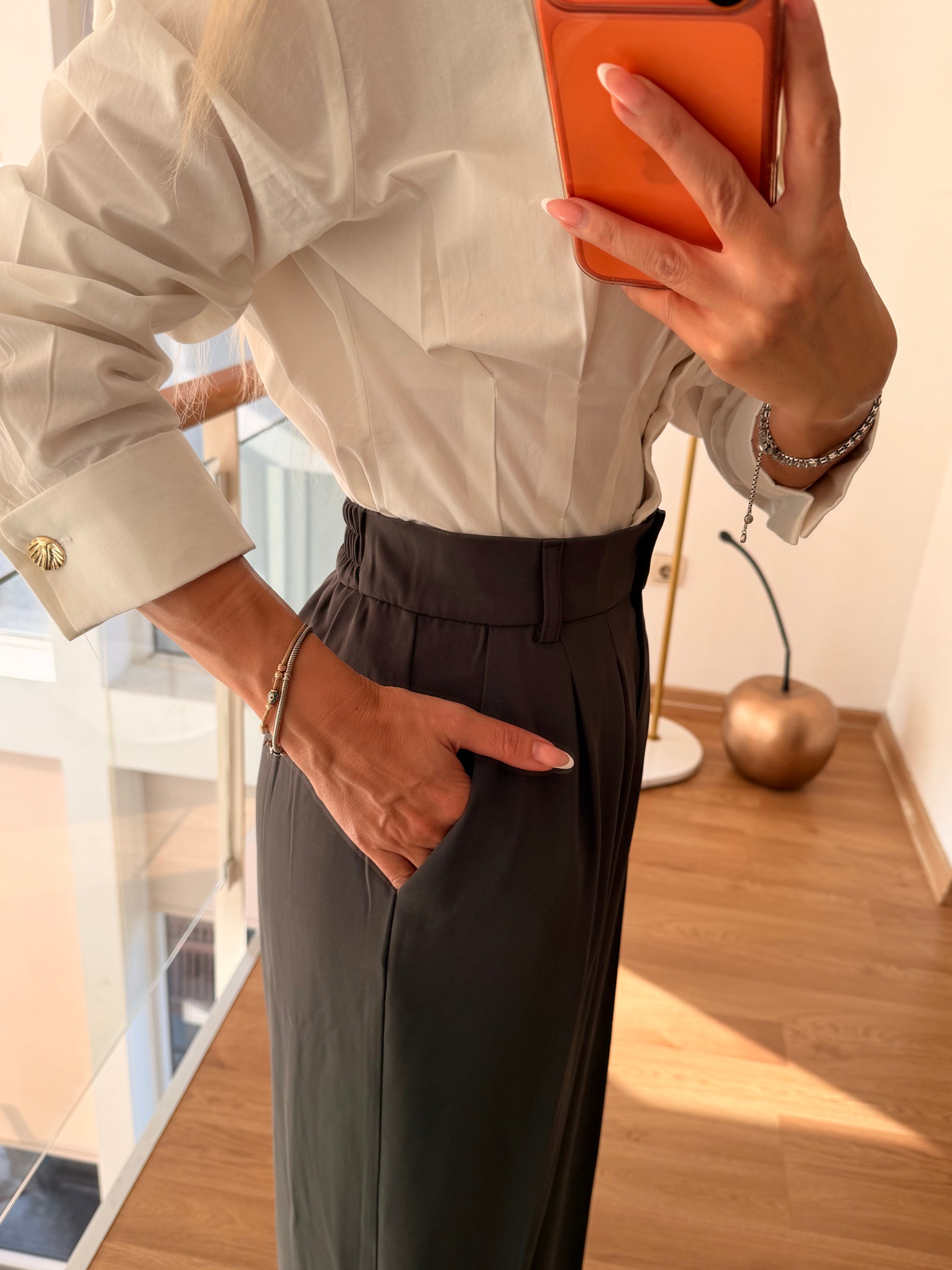 Palazzo Premium Gri Kadın Pantolon