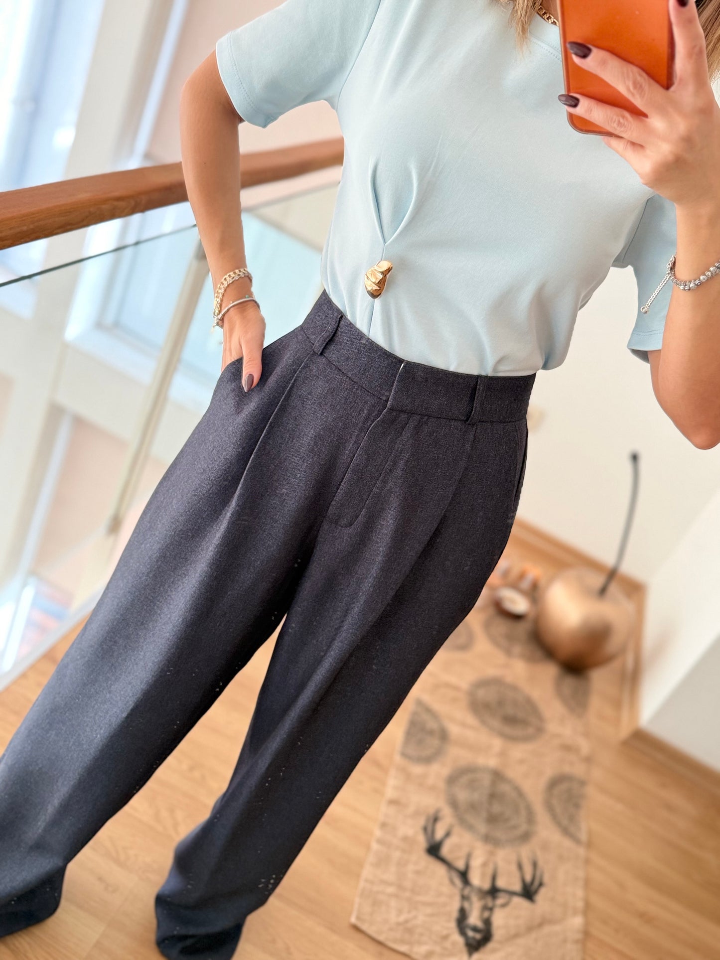 Premium Palazzo Lacivert Pantolon