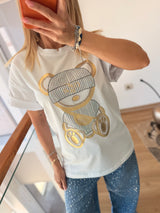 Shiny Bear %100 Cotton Beyaz Tshirt