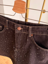 Acı Kahve Jean Taşlı Mini Etek