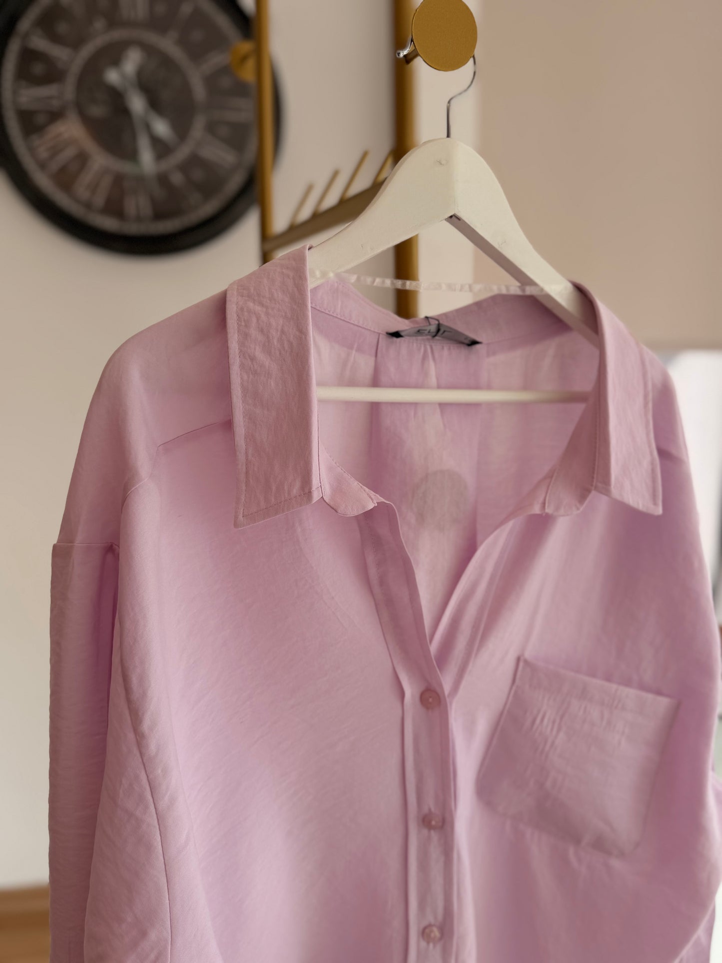 Premium %100 Pamuklu Pastel Pembe Dökümlü Gömlek
