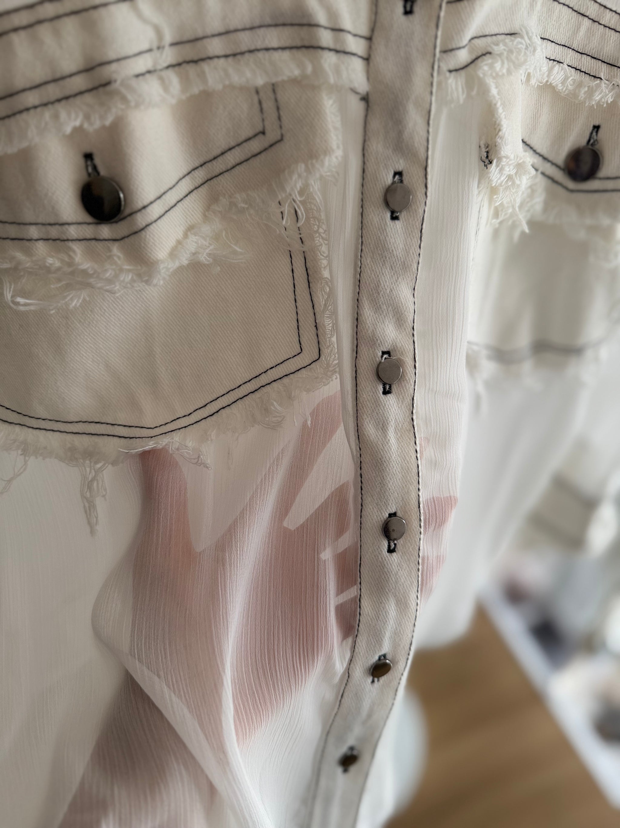 Şifon&Denim Eskitme Tasarım Gömlek