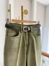 Kemerli Premium Yağ Yeşili Jean Pantolon