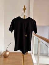 Siyah %100 Pamuk Gold Tokalı Tshirt