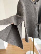 Lueur Concept Yarasa Kol Gri Triko Hırka&Ceket