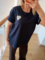 İncili Lacivert Basic Tshirt