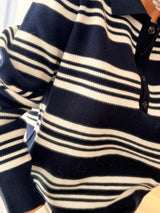 Lacivert Çizgili Kadın Triko Kazak